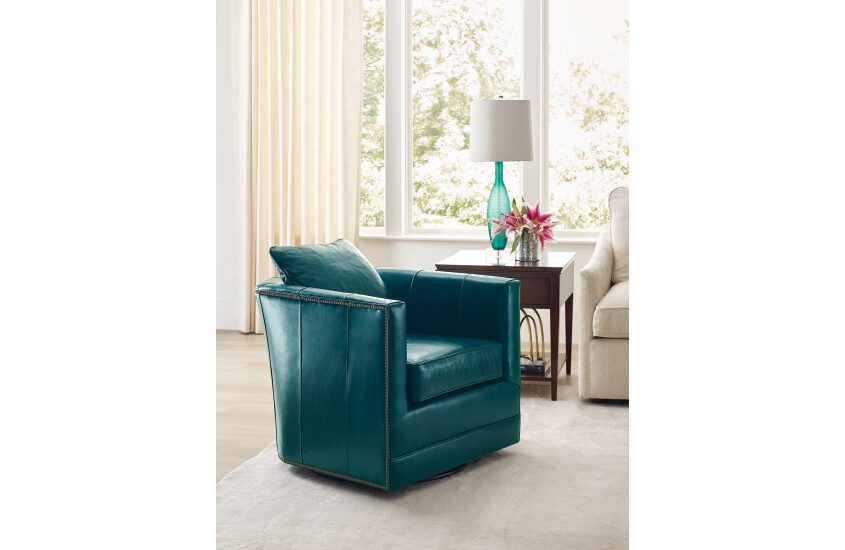 BROCK BARREL SWIVEL GLIDER - LEATHER Room