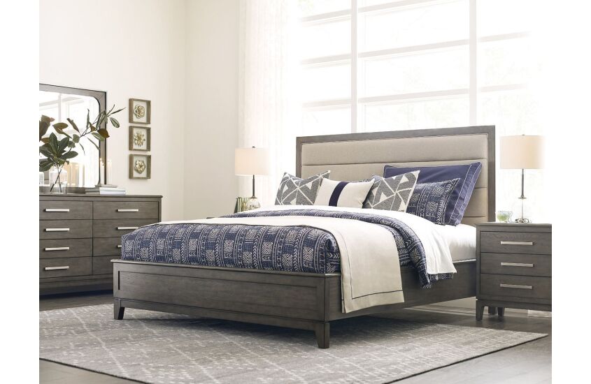 ROSS QUEEN UPHOLSTERED PANEL BED - COMPLETE Room Scene 1