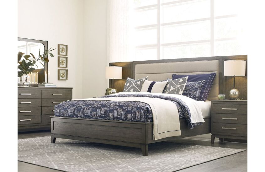 ROSS QUEEN UPHOLSTERED PANEL BED - COMPLETE Room Scene 2