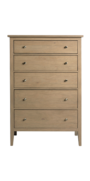 Solid wood drawer chest in light wood stain 